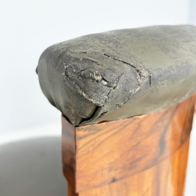 Art Deco Italian Wooden and Green Faux Leather Chairs, 1930s, Set of 3 For Sale - Image 6 of 18