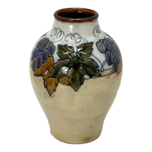 Vintage Royal Doulton Lambeth England Hand Decorated Arts & Crafts Pottery Vase Circa 1920s to 1930s