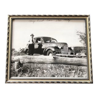 Vintage Black and White Photograph of a Car, Framed For Sale
