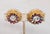 Vintage 1960s Signed Hobe Round Goldtone Red Aurora Borealis & Clear Rhinestone Clip Earrings-2 Pieces For Sale In Philadelphia - Image 6 of 8