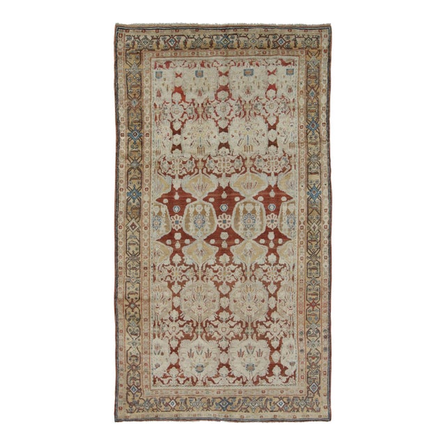 Antique Persian Sultanabad Rug, Ivory Palmettes on Beige-Gold Field - Rug & Kilim For Sale