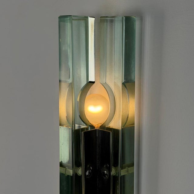 Triple Glass Wall Sconces in Thick Structural Glass from Gallotti & Radice, 1970s, Set of 3 For Sale - Image 10 of 18