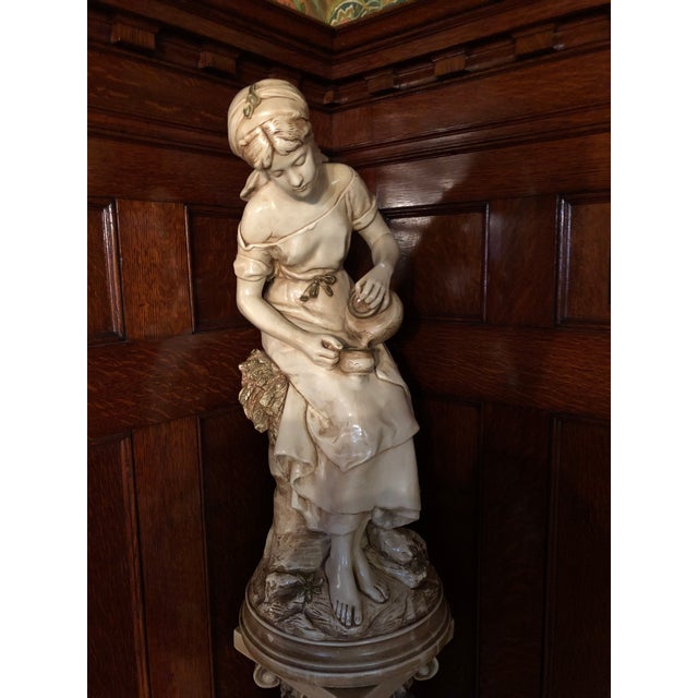 Vintage MidCentury Large Chalkware Marwal Statue of Woman/Girl/Female Pouring Water Chairish