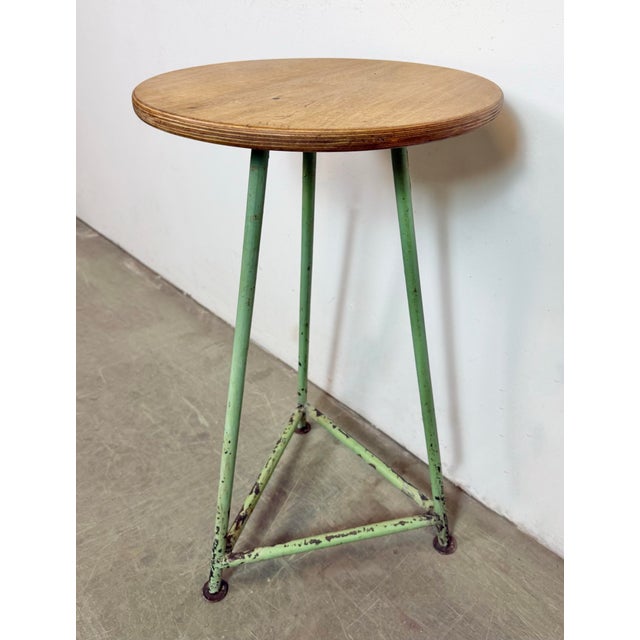 Brown Industrial Green Workshop Stool, 1960s For Sale - Image 8 of 13