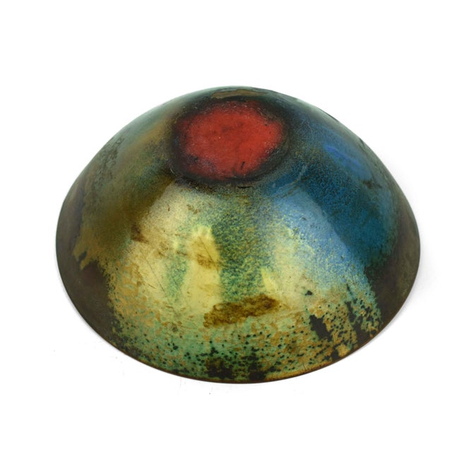 Green Mid 20th Century Enamel on Copper Decorative Bowl For Sale - Image 8 of 8