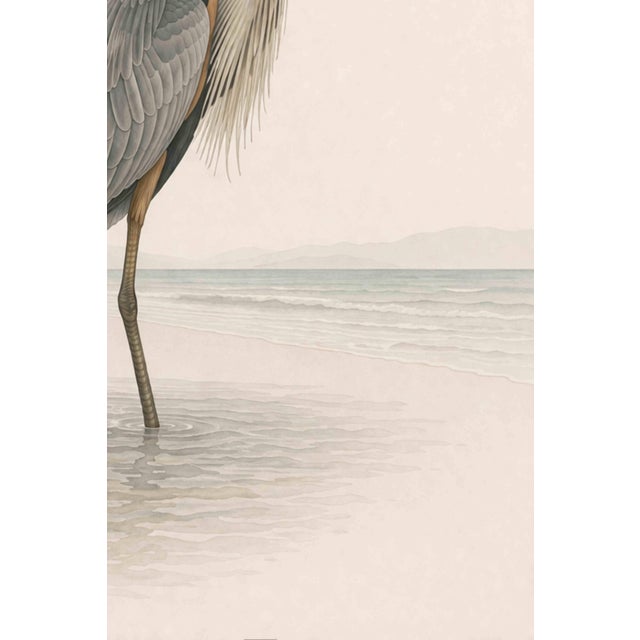 Great Blue Heron Coastal Study, Neutral Bird Wall Art Print, 20" X 30" For Sale In Buffalo - Image 6 of 11