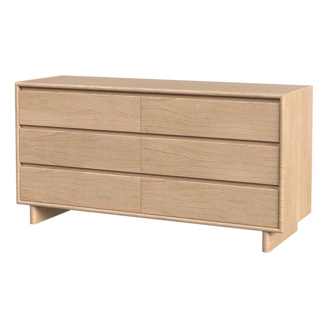 Halmstad 62 in. W Rectangular Wood Panel 6 Drawer Dresser with Soft Close Drawers, Blonde Oak For Sale
