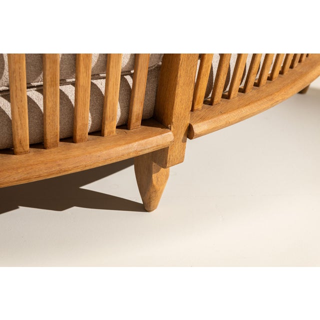 Curved Oak Sofa by Guillerme et Chambron, France, 1960s For Sale - Image 9 of 18