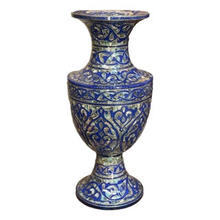 Mother of Pearl Wooden Vase 24” – Handmade Decor For Sale
