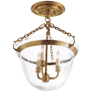 Chapman & Myers for Visual Comfort Signature Country Semi-Flush Bell Jar Lantern in Antique-Burnished Brass