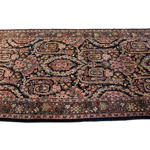 1920s Multicolor Antique Persian Meshakabad Handmade Wool Rug With Allover Design For Sale - Image 5 of 7