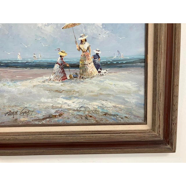 Impressionist Marie Charlot – Impressionist Seaside Figures, Original Oil Painting For Sale - Image 3 of 12