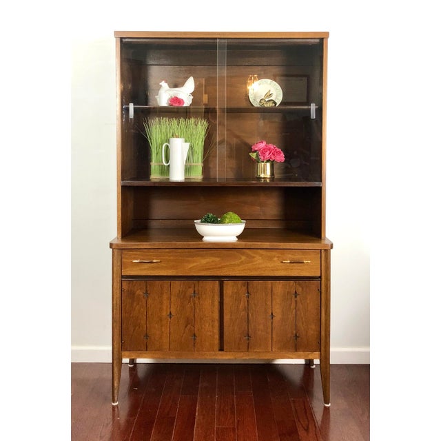 1960s Vintage Broyhill Premier Saga Collection Walnut China Hutch