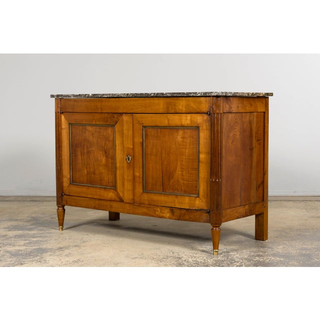 Early 19th Century French Louis XVI Walnut Buffet With Marble Top For Sale - Image 10 of 18