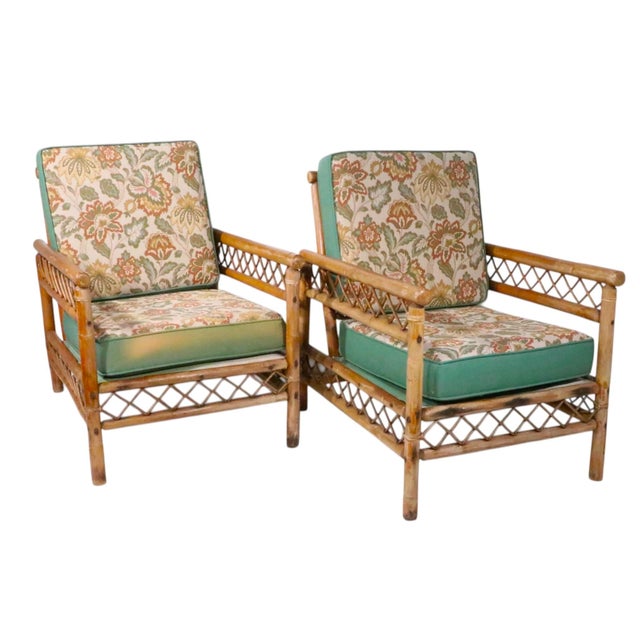 Wood Pr. Mid 20th Century Bamboo Lounge Chairs For Sale - Image 7 of 10