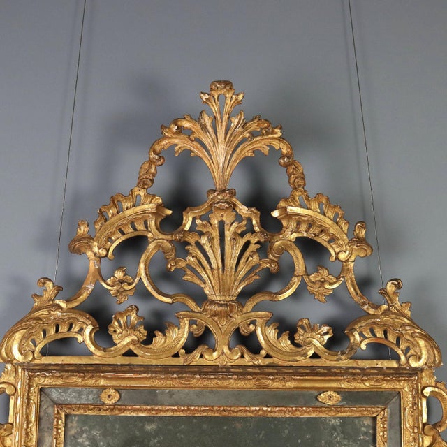 Carved and Gilded Wooden Wall Mirror For Sale - Image 3 of 13