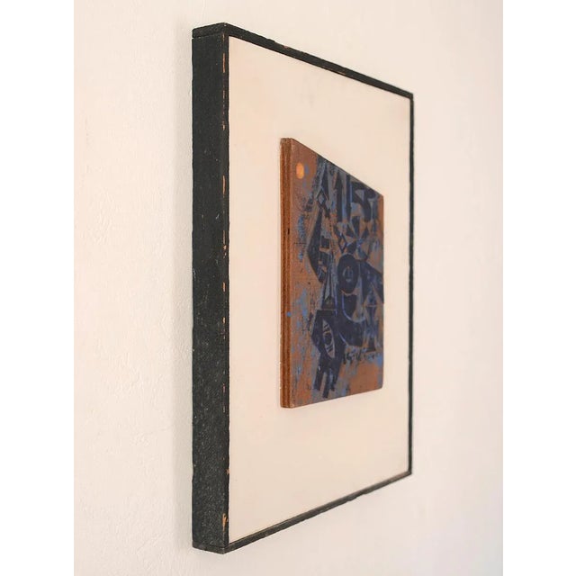 1960s Signed Modernist Mixed Media Abstract Painting For Sale - Image 4 of 13