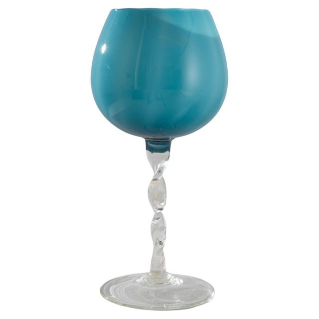 1960s Italian Teal Glass Goblet For Sale - Image 15 of 18