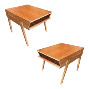 1950s Brown-Saltman Magazine Tray Side Table by John Keal, Pair