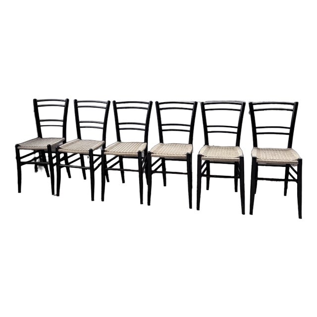 Italian Braided Rope Chairs, 1960s, Set of 6 For Sale