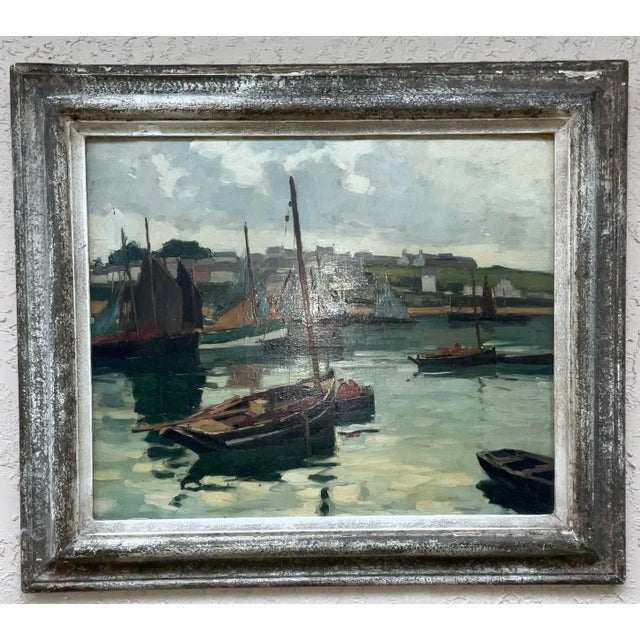 French Impressionist Harbor Scene Oil Painting Lucien Lefebvre-Foinet Paris For Sale - Image 10 of 17