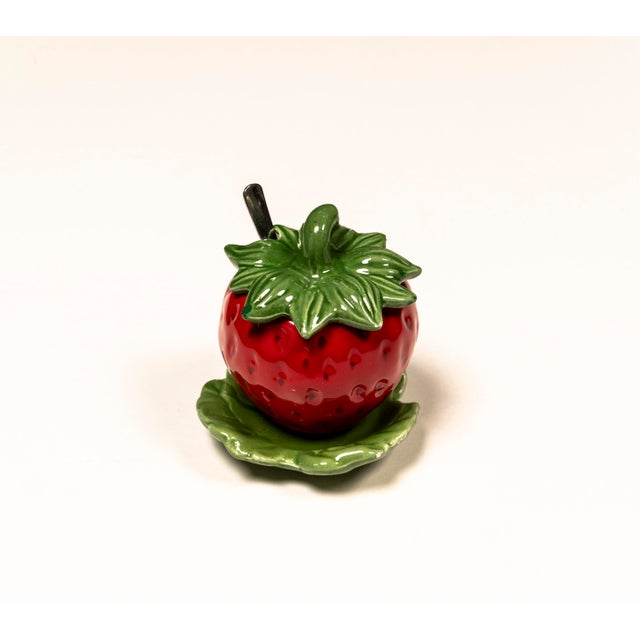 Red Vintage Majolica Strawberry Jam Bowl, 1970s For Sale - Image 8 of 17