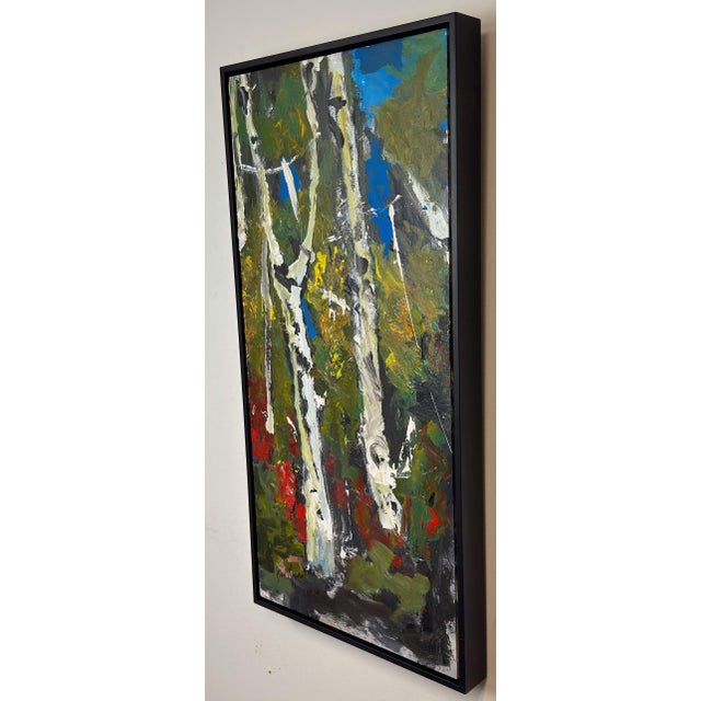 Abstract Birch Tree Abstract by Beverly Myers Modern Painter, School of Wolf Kahn For Sale - Image 3 of 5