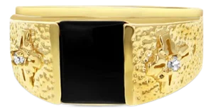 Onyx Diamond Signet with Cross Symbol, Size 8