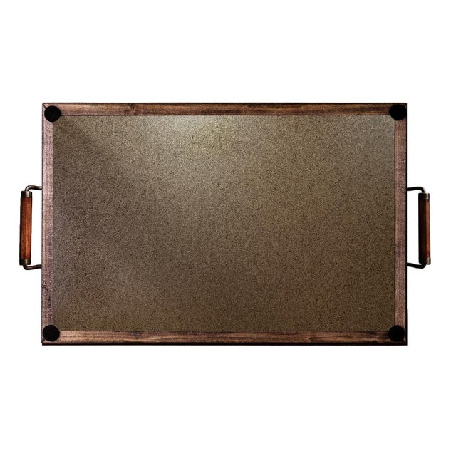 Green Toile De Jouy Wood and Glass Tray, Antique Style, Large For Sale - Image 4 of 4
