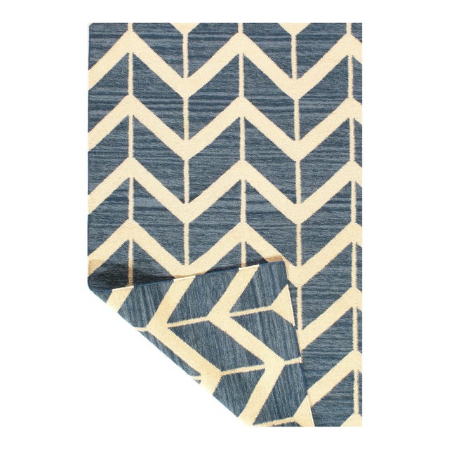 Pasargad DC Blue Modern Hand Knotted Rug For Sale - Image 4 of 4