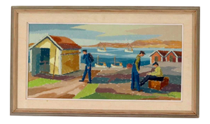 Gunnar Fohlin, Fishing Mode, 1960s, Oil on Canvas, Framed