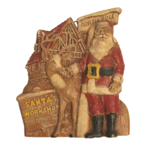 Vintage Santa's Workshop Whiteface Mts. New York Resin Plaque