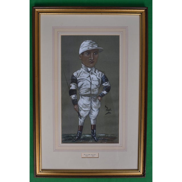 William Halsey (1867-1961) Jockey Pastel Watercolour Portrait by Nap For Sale