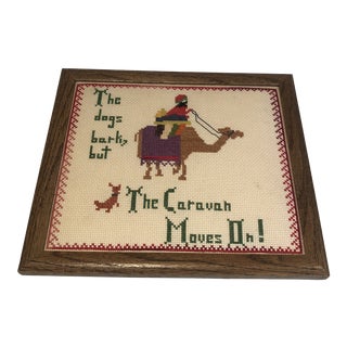 Vintage Needlepoint Wall Decor Phrase Sign, Framed For Sale