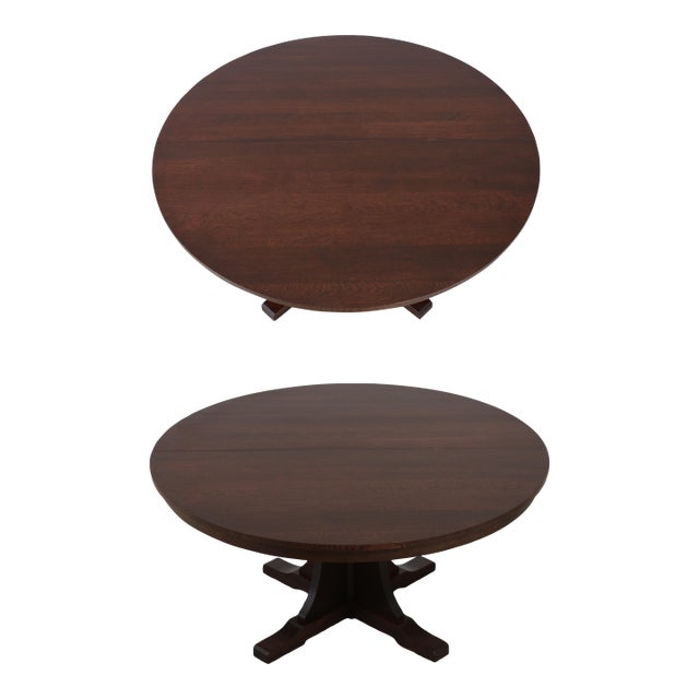 Stickley Mission Oak Large Round Dining Room Table For Sale