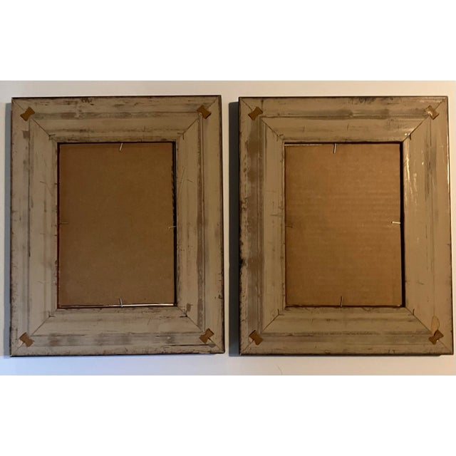 Contemporary 2 Original Abstract Blue Ink Paintings Framed-a Pair For Sale - Image 4 of 4