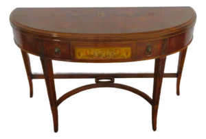 Hand Painted Cameo Cherub Lion Head Handles Large Console Entry Table 6024