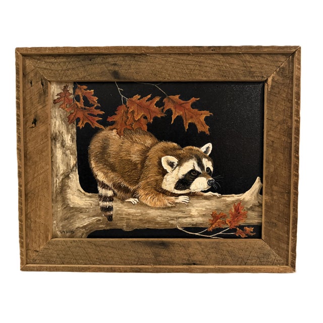 Original Wildlife Painting Pair by Patti Gilley – "Night Crawler" & "Peek-a-Boo" Raccoon Art For Sale - Image 10 of 18