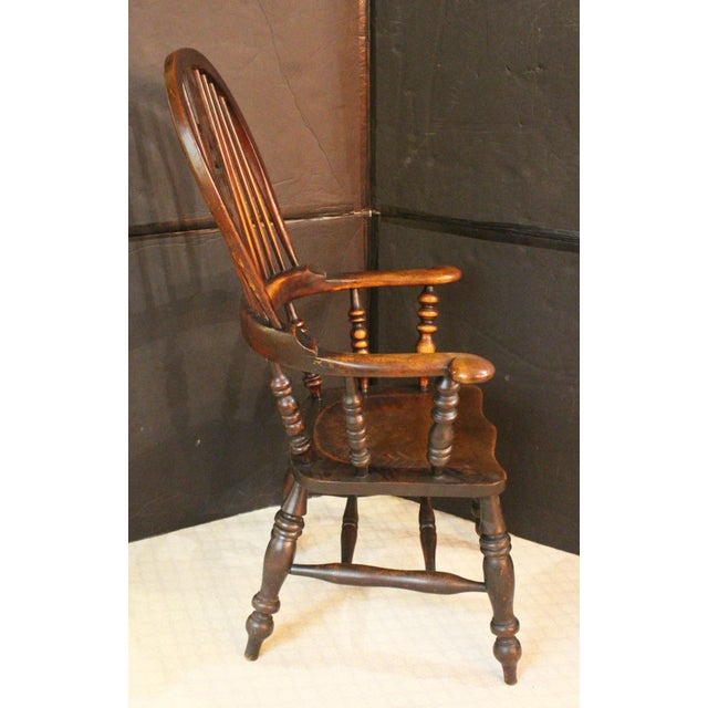 Circa 1830s-40s English High Back Tavern Windsor Arm Chair For Sale In Raleigh - Image 6 of 12