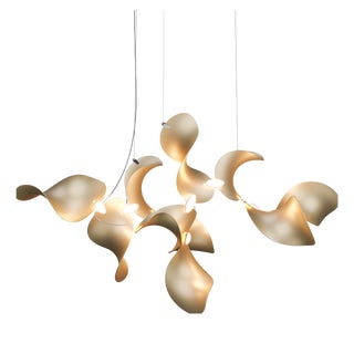Dune 10 Cluster Chandelier with Shades in Gold Metallic Tone by Daniel Becker for Moss Objects For Sale