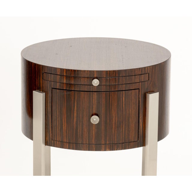 Contemporary Pair of Michael Berman Zebra Wood Bedside Tables For Sale - Image 3 of 9
