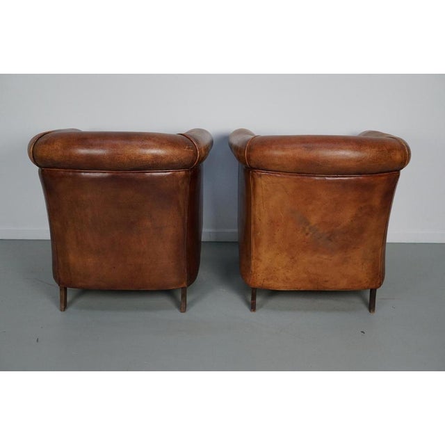 Vintage Dutch Cognac Colored Leather Club Chair, Set of 2 For Sale - Image 13 of 18
