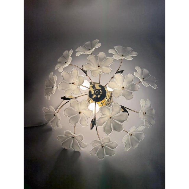 1980s Ceiling Lamp with White Murano Glass Flowers by Hosel, 1980s For Sale - Image 5 of 18