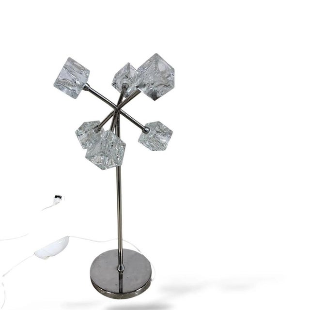 Contemporary Mid-Century Ice Cube Lamp in Chrome with Textured Glass Shades from Ikea, 1970s For Sale - Image 3 of 9
