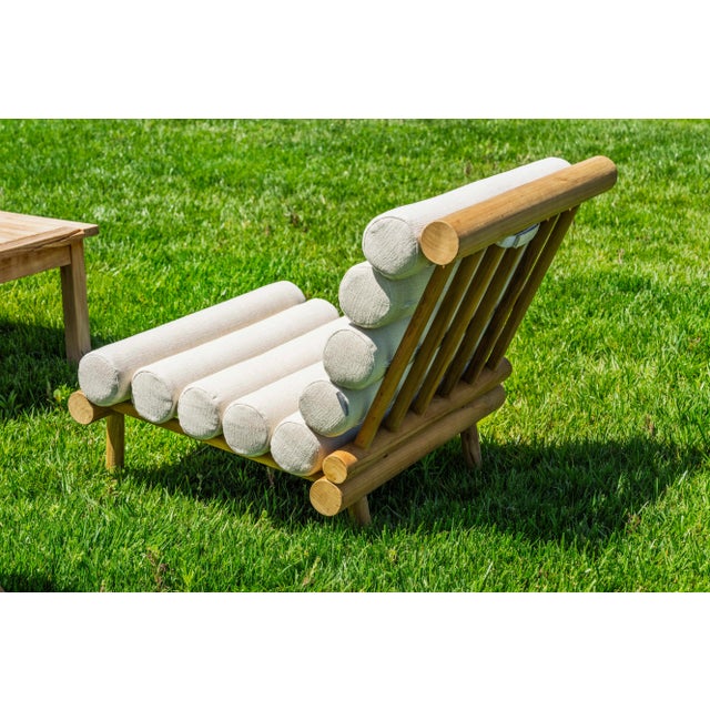 Rishon Teak Outdoor Lounge Chair – Alpine Modern Design in Sunbrella For Sale In Los Angeles - Image 6 of 8