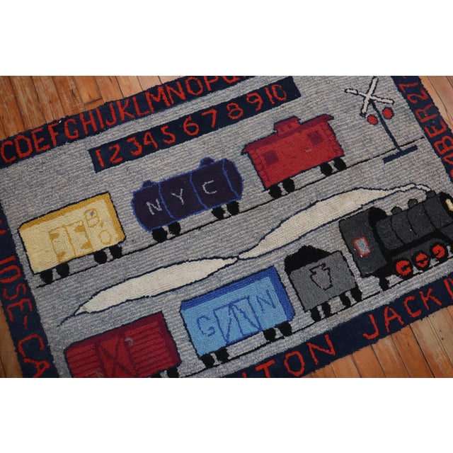 20th Century Zabihi Collection Choo Choo Train American Hooked Pictorial Rug - 2'10" x 4'4" For Sale In New York - Image 6 of 9