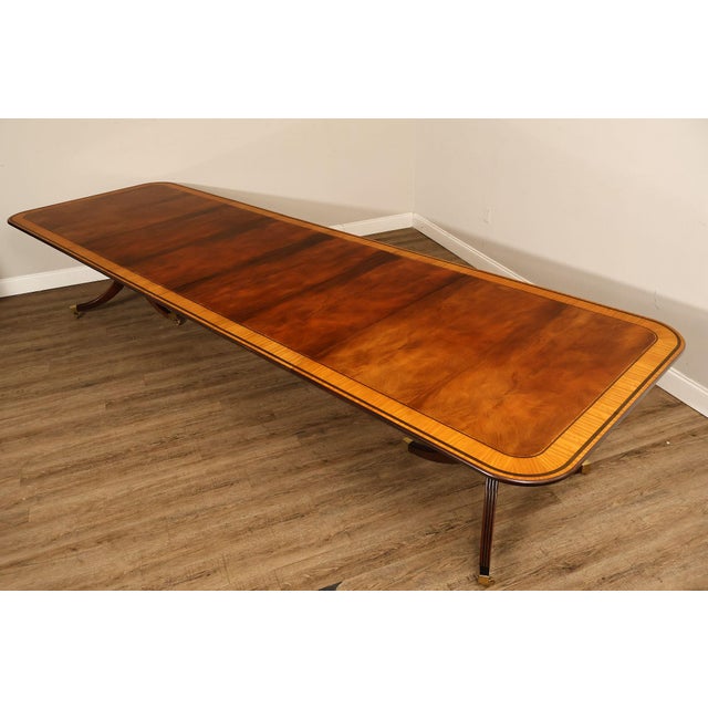 Baker Furniture Company Baker Stately Homes Mahogany Double Pedestal Extendable Dining Table For Sale - Image 4 of 18