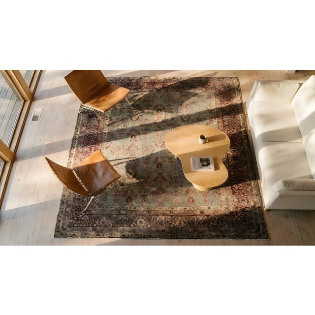 Beautiful Sky Blue Background Color With Floral Design in a Kirman Sytle Antique Persian Rug For Sale - Image 13 of 15