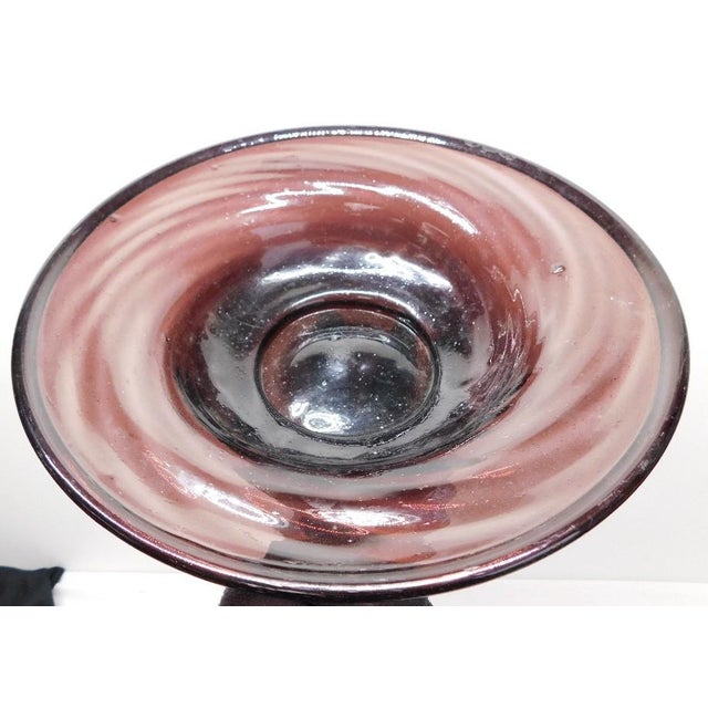 Mid-Century Modern Hand-Blown Large Amethyst Glass Centerpiece Bowl For Sale - Image 4 of 8