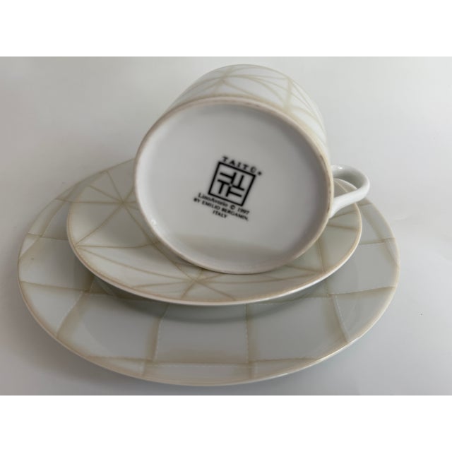 Lino Avorio Cup with Saucer and Plate by Emilio Bergamin for Taitü, 1997, Set of 3 For Sale - Image 4 of 7